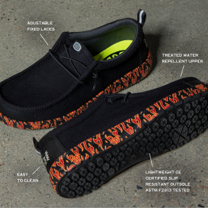 wally work ce flames slip resistant black/salsa red