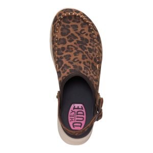delray clog suede brown leopard