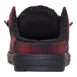 wally slip cozy plaid red plaid/black