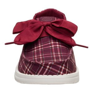 wendy holiday bow red plaid/burgundy