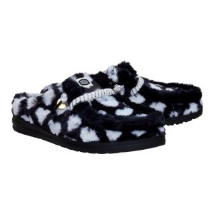 wendy slipper hearts black/white